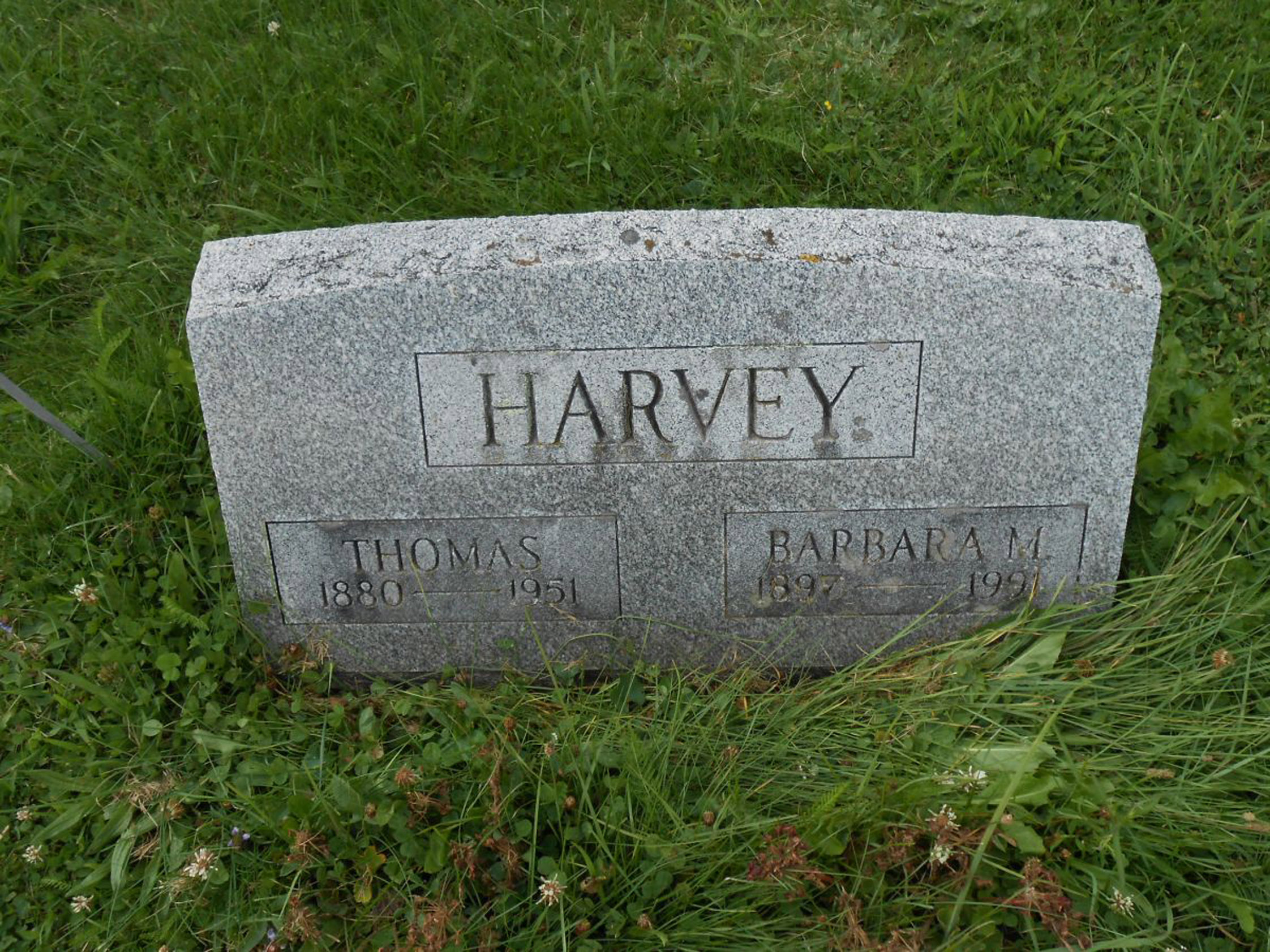 Photo of headstones/Thomas Harvey died 1951 MI South Montrose, Susquehanna, Pennsylvania, USA